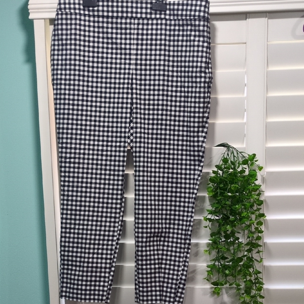 NWT Talbots Chatgam Black and White Checkered Ankle Pants